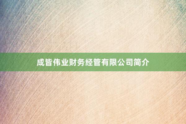 成皆伟业财务经管有限公司简介